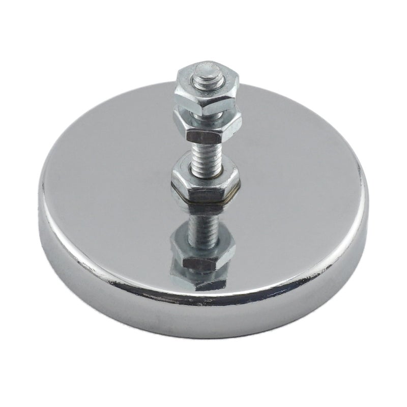 Master Magnetics Ceramic Round Base Magnet with Bolt and Nuts Pack - Heavy-Duty Strong Magnets - 35 lb Pull Each - Nickel-Plated - 2.04" D - 1.25" H - 5-Pack - Image 2